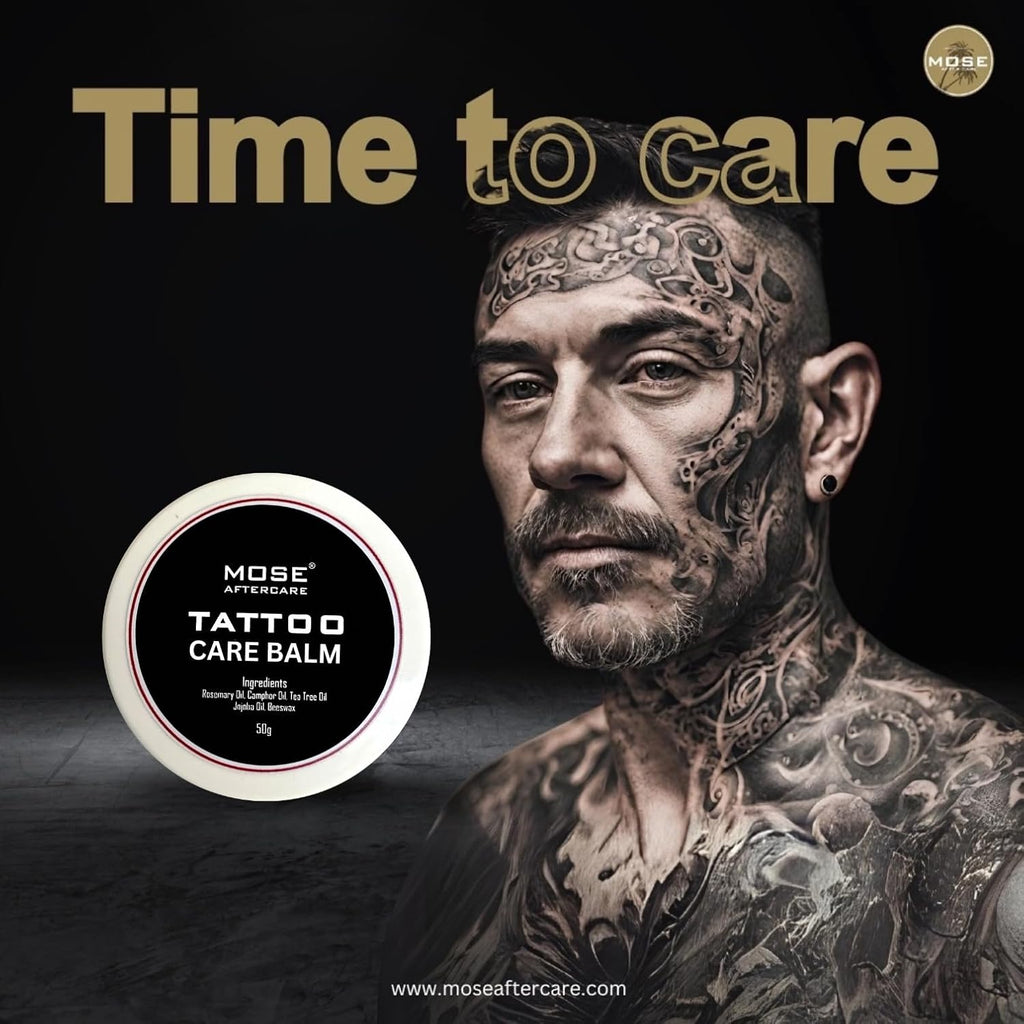 Mose Tattoo Care Balm (50g) With Beeswax, Natural Essentials Oils & Fragrance. 100% Organic & Hand Made Tattoo Care Balm