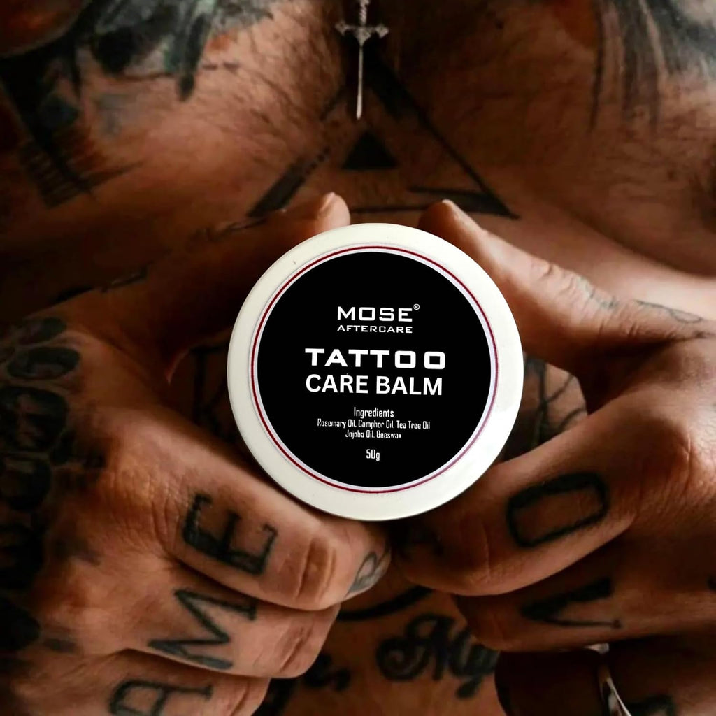 Mose Tattoo Care Balm (50g) With Beeswax, Natural Essentials Oils & Fragrance. 100% Organic & Hand Made Tattoo Care Balm