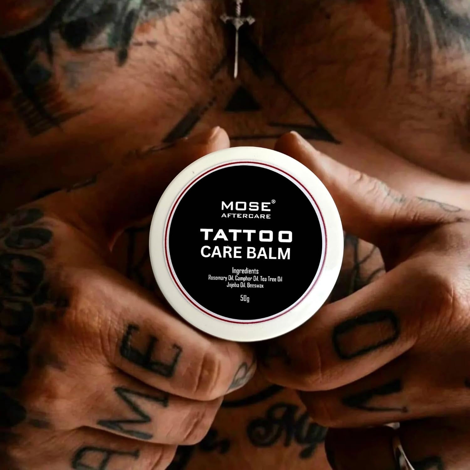 Mose Tattoo Care Balm (50g) With Beeswax, Natural Essentials Oils & Fragrance. 100% Organic & Hand Made Tattoo Care Balm