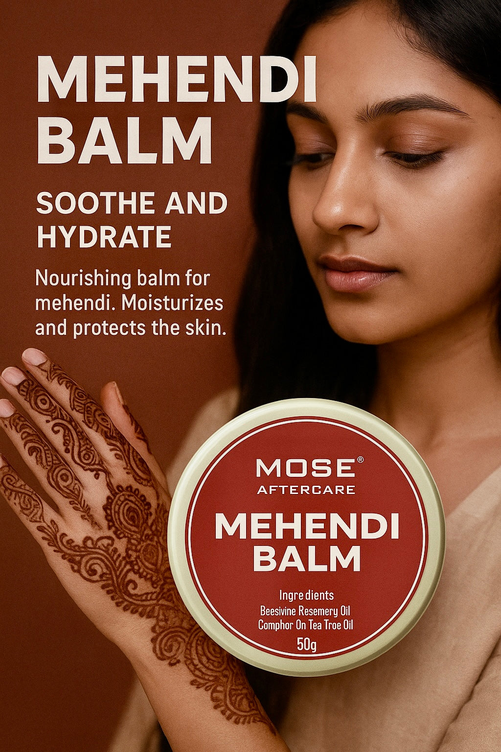 Mose Aftercare Mehendi Care Balm (50g) 100% Organic & Hand Made